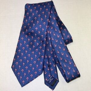 Stovel & Mason Silk Savile Row London Flamingo Print Hand finished Tie